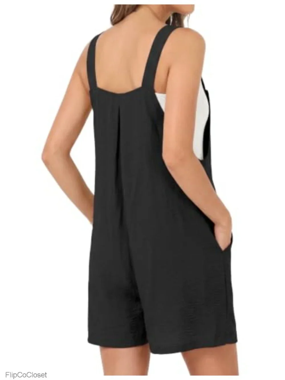 Women's Sleeveless Jumpsuit Romper with Pockets Adjustable Straps Summer Casual